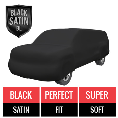 Black Satin BL - Black Car Cover for Cadillac Escalade EXT 2004 Crew Cab Pickup 5.2 Feet Bed with Camper Shell