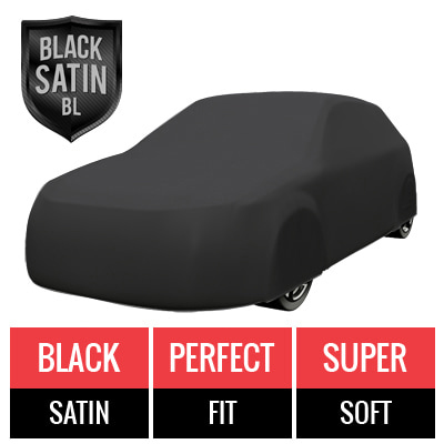 Black Satin BL - Black Car Cover for DeSoto Fireflite 1960 Wagon 4-Door