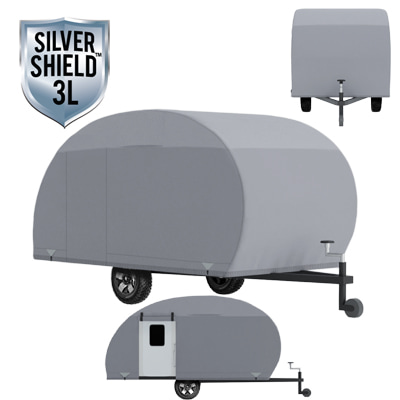 Silver Shield 3L - RV Cover for Teardrop Trailer Up to 17'7" Long with Door in Back